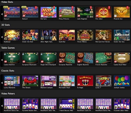 selection of games caino luck